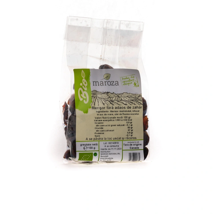 Merisor deshidratat bio fara adaos de zahar 100g Maroza