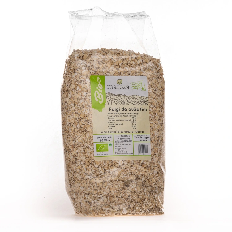 Fulgi de ovaz fini bio 500g Maroza