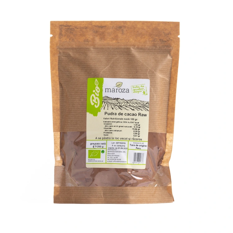 Pudra de cacao bio si raw 200g Maroza