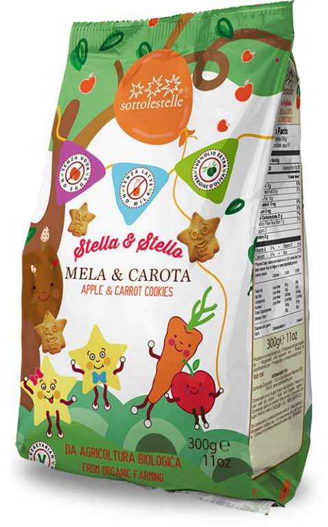 Biscuiti bio cu mere si morcovi Stella&Stello 300g Sottolestelle