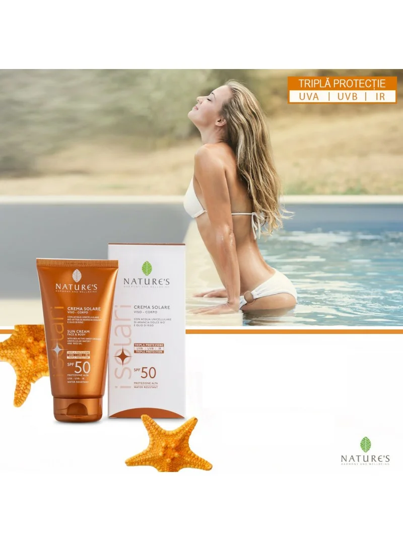 Crema de protectie solara ridicata pentru fata si corp SPF50 iSolari 150ml Nature's