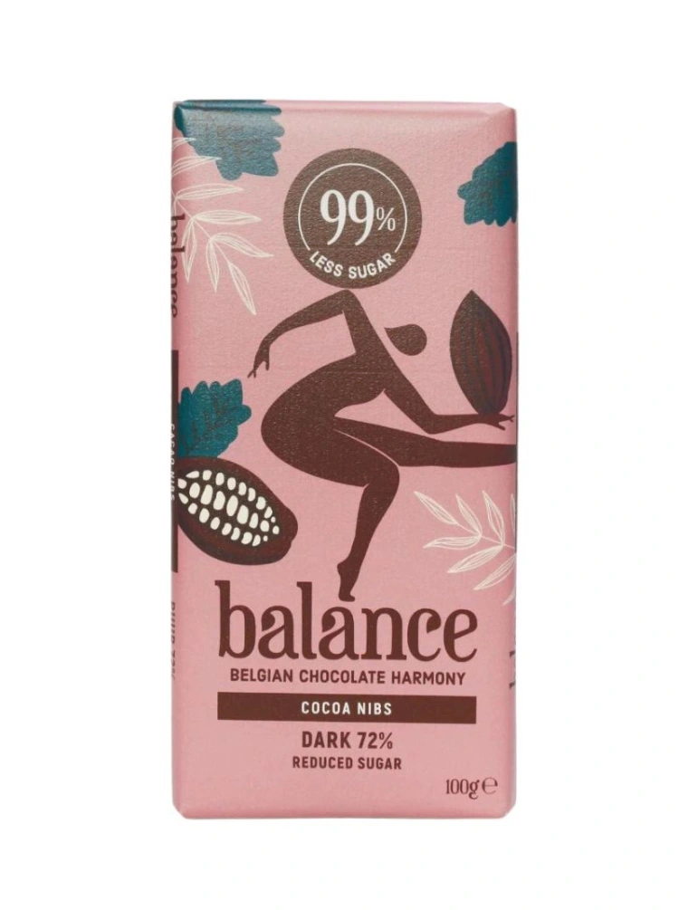 Ciocolata neagra cu penite de cacao, inulina si stevie 100g Balance
