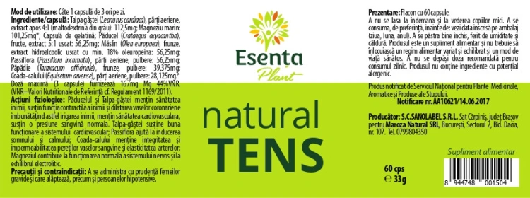 Natural Tens 60 capsule Esenta Plant