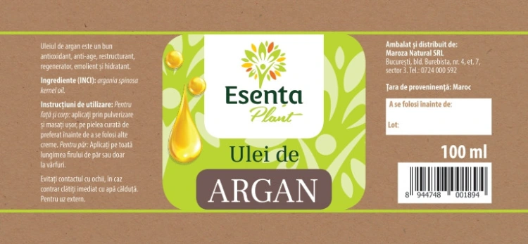 Ulei de argan 100ml Esenta Plant