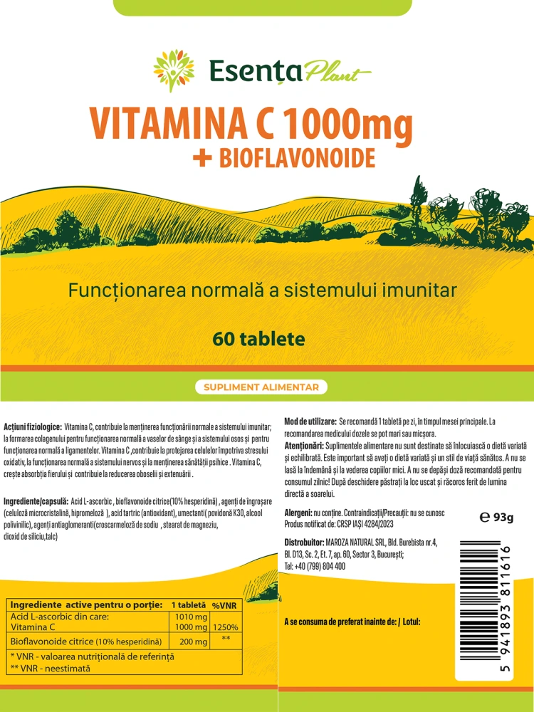 Vitamina C 1000 mg cu Bioflavonoide 200 mg