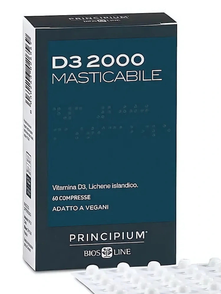 Vitamina D3 vegan 2000 UI 60 capsule masticabile Principium Bios Line
