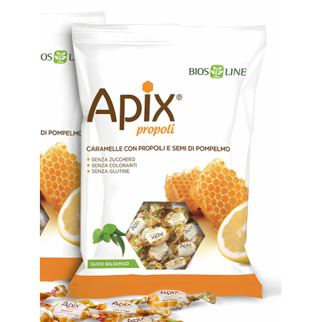 Bomboane cu propolis, seminte de grapefruit, eucalipt, menta si cimbru Apix Propoli 50g Bios Line