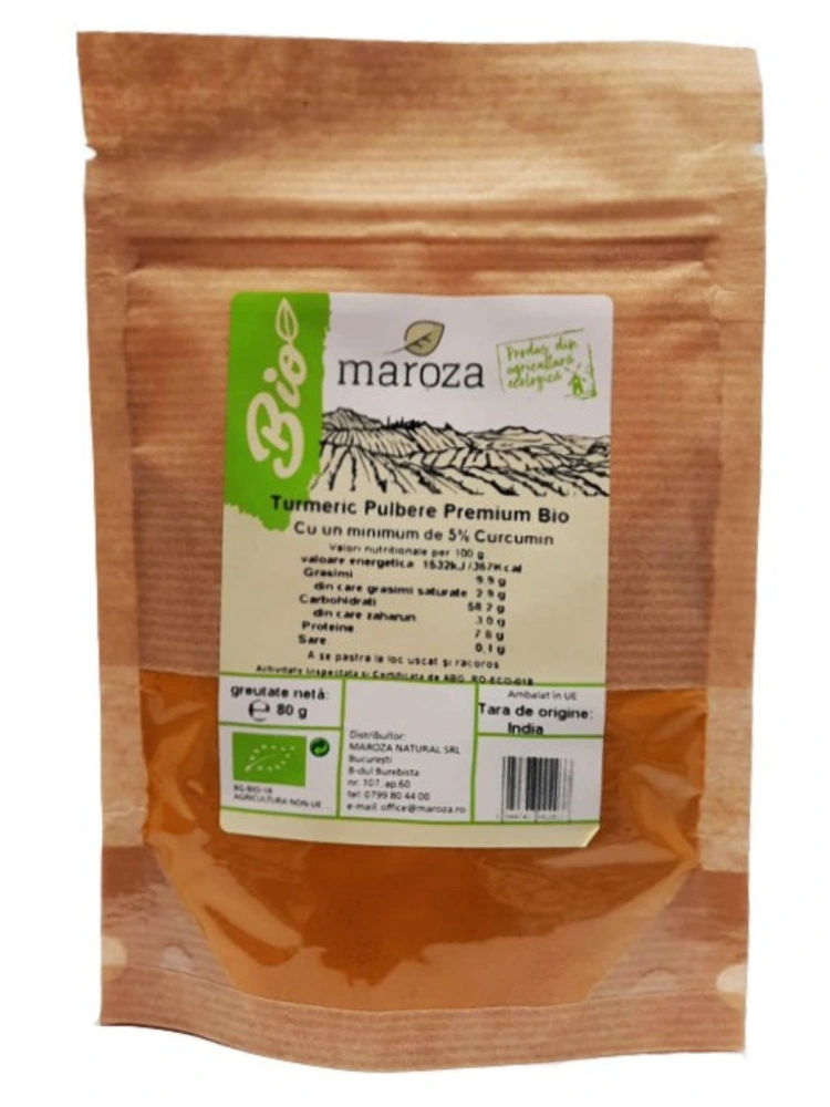 Turmeric pulbere premium bio 80g Maroza