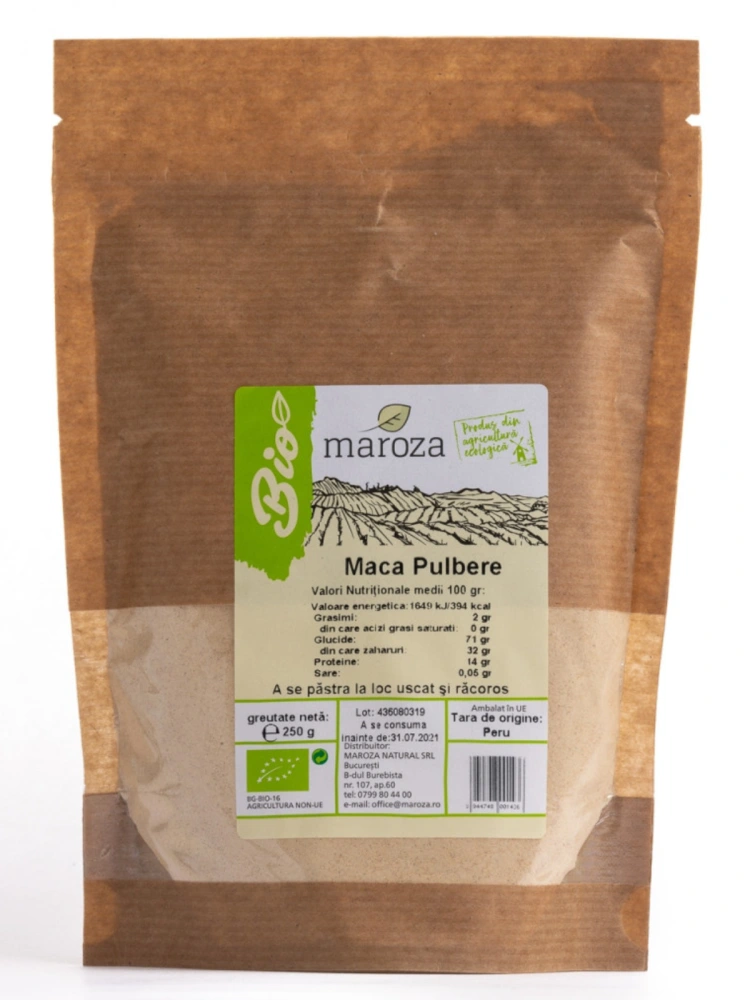 Maca bio pulbere 250g Maroza