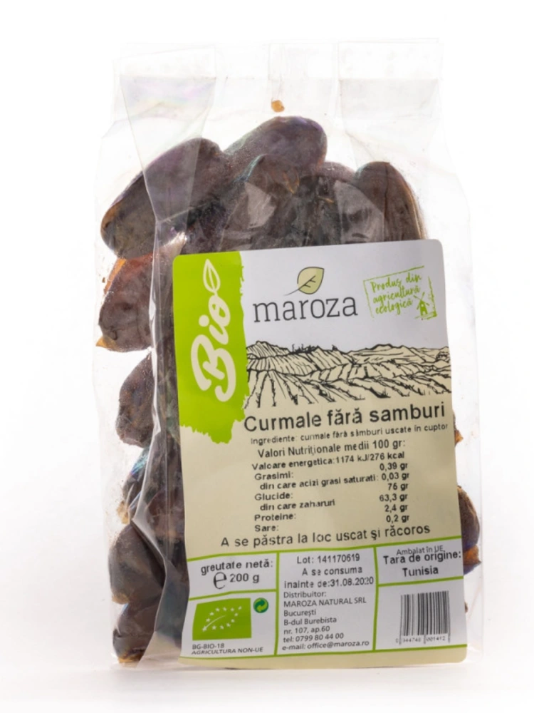 Curmale bio fara samburi 200g Maroza