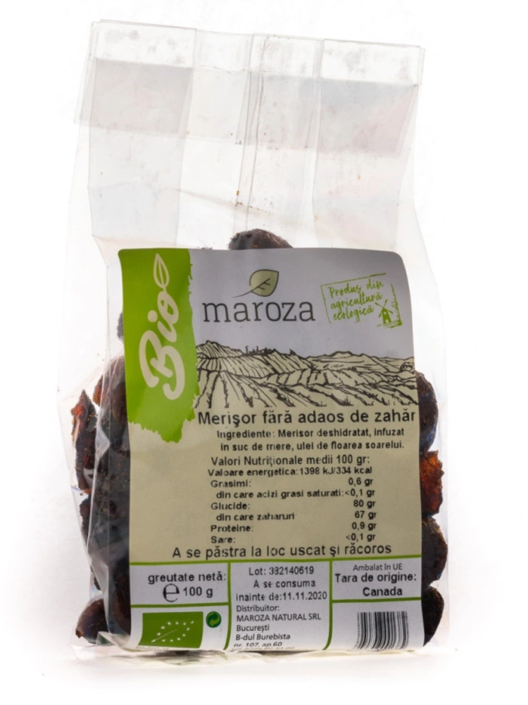 Merisor deshidratat bio fara adaos de zahar 100g Maroza