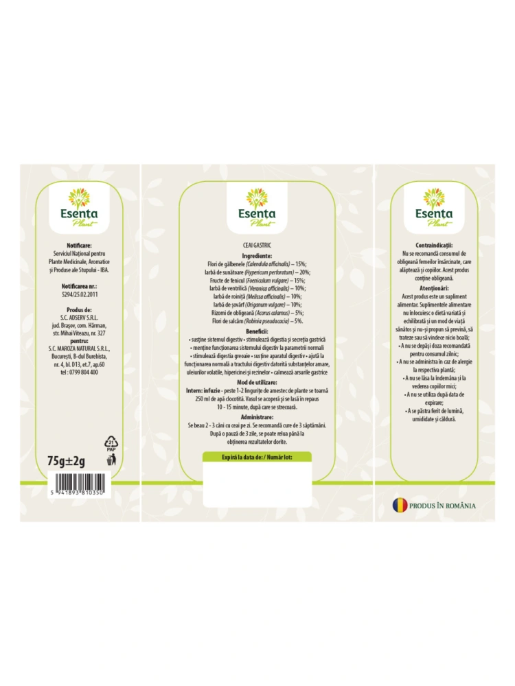 Ceai gastric 75g Esenta Plant