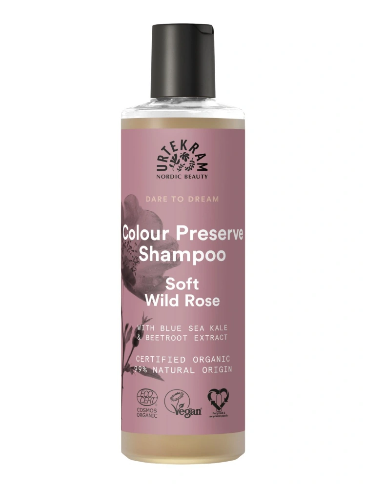 Sampon bio pentru pastrarea culorii cu trandafir salbatic Soft Wild Rose 250ml Urtekram