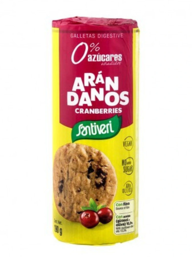 Biscuiti digestivi cu cereale integrale si afine, fara zahar, fara lactoza, fara oua 190g Santiveri