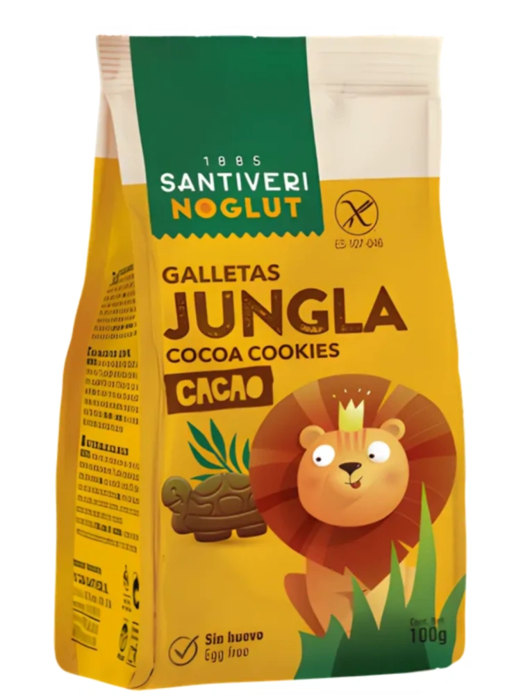 Biscuiti cu cacao pentru copii Jungla, fara gluten 100g Noglut
