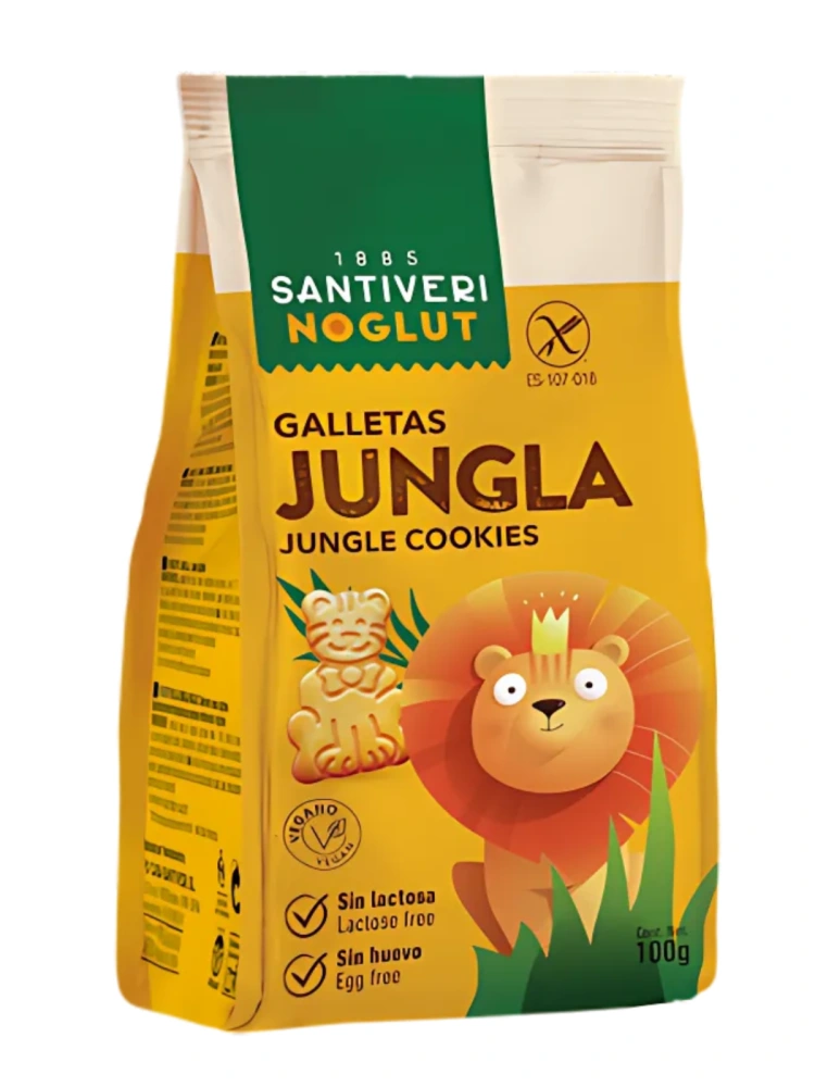 Biscuiti pentru copii Jungla, fara gluten, fara lactoza, fara oua 100g Noglut