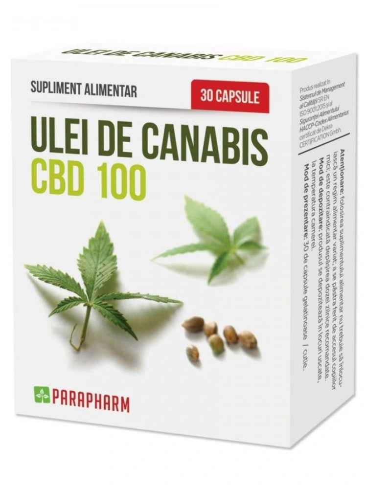 Ulei de canabis CBD 100 30 capsule Parapharm