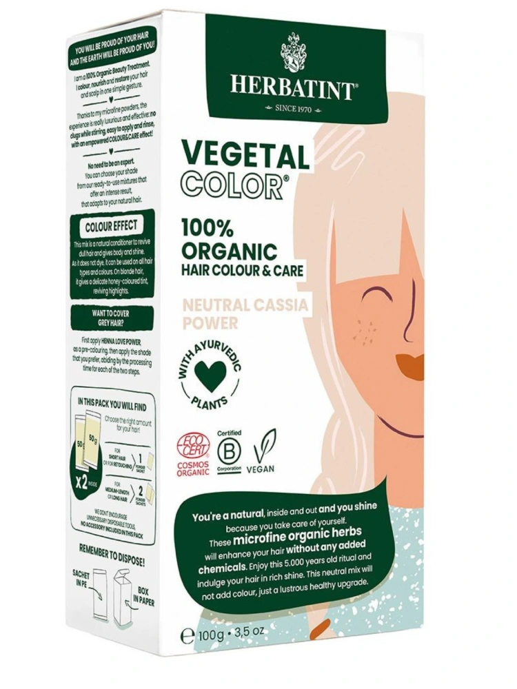 Vopsea de par Vegetal Color Neutral Cassia RT08 100g Herbatint