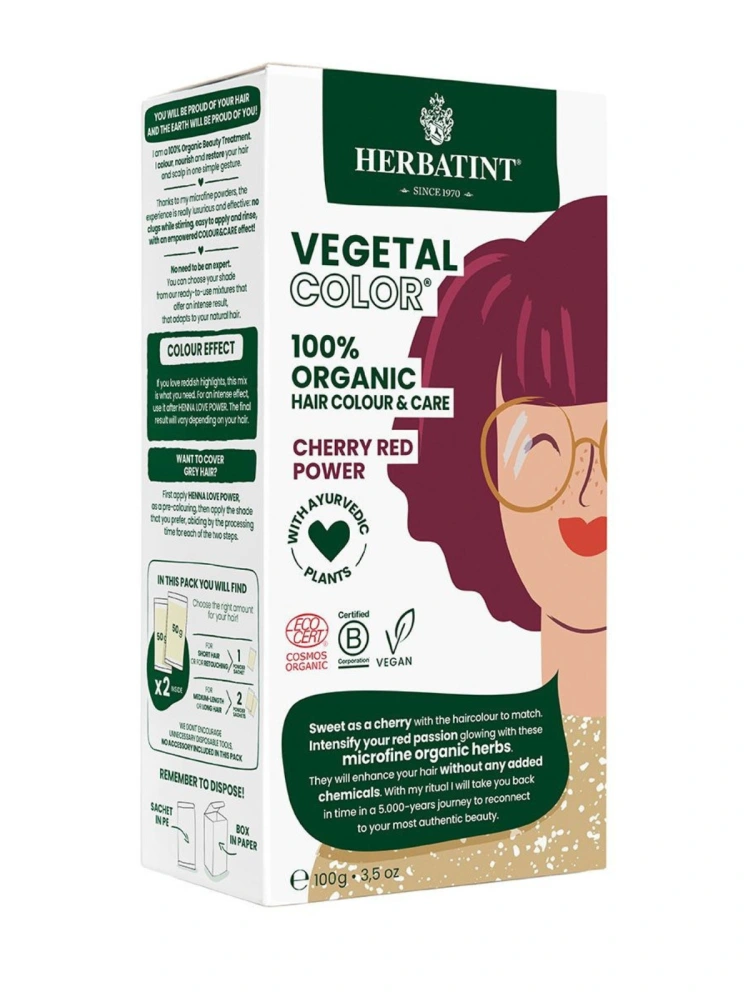 Vopsea de par Vegetal Color Cherry Red Power RT06 100g Herbatint