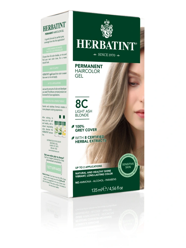 Vopsea pentru par blond cenusiu deschis 8C Herbatint