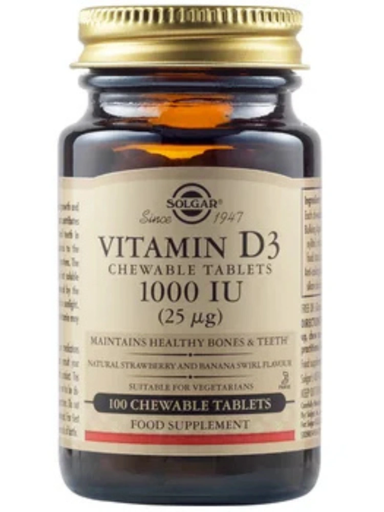 Vitamina D3 (Colecalciferol) 1000IU 100 tablete Solgar