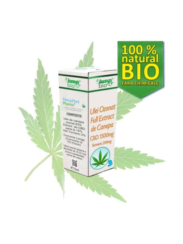 Ulei ozonat Full Extract de canepa cu CBD 1500mg si turmeric 200mg 10ml HempMed Pharma